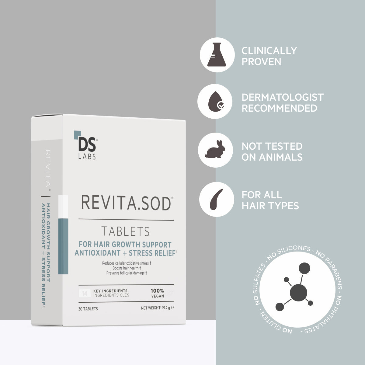 Revita.SOD | Comprimidos para apoyar el crecimiento del cabello + antioxidante + alivio del estrés