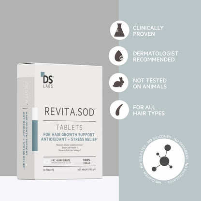 Revita.SOD | Comprimidos para apoyar el crecimiento del cabello + antioxidante + alivio del estrés